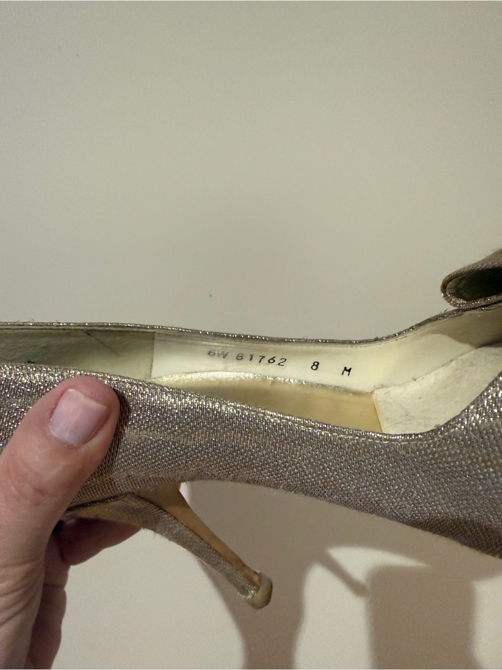 Stuart Weitzman Gold Pointed-Toe Stiletto Pump - Picture 2 of 4
